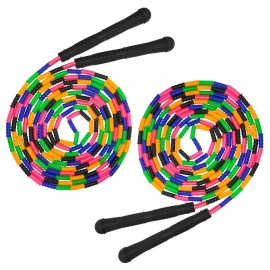 Coolrunner 16 FT Long Jump Rope(2 PACK), Double Dutch Jump Ropes, Soft Beaded Skipping for Kids Adults, Plastic Segmented Long Enough for 4-5 Jumpers(Black)
