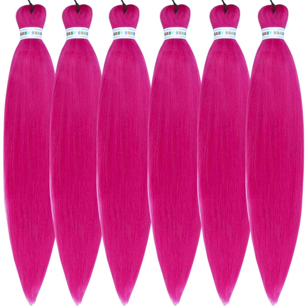 Magenta Pink Pre streched Braiding Hair Easy to Use Pre feathered Braiding Hair