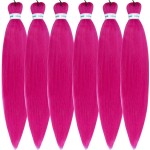 Magenta Pink Pre streched Braiding Hair Easy to Use Pre feathered Braiding Hair
