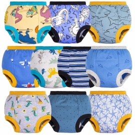 BIG ELEPHANT Baby Boys\' 10 Pack Toddler Potty Training Pants 100% Cotton Underpants, 4T