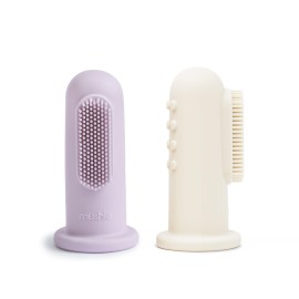 mushie Baby Finger Toothbrush (Soft Lilac/Ivory) 2-Pack