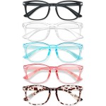 WINTOO Blue Light Glasses for Woman Men | 99% Blue Light Blocking Glasses for Computer Gaming TV Phone Screen Square Frame | Anti Eyestrain & UV Glare Protection - 5 Pair