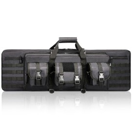 DULCE DOM Double Rifle Case Soft Padded Long Rifle Bag, Tactical Gun Case Storage for Shotguns Shooting Hunting Dual Carrying Backpack Accessories 36