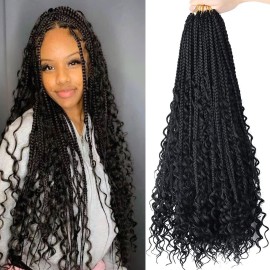 LMZIM 24 Inch Bohemian Goddess Box Braids Crochet Hair Extensions 8 Packs boho crochet braids,Crochet Hair for Black Women 1b
