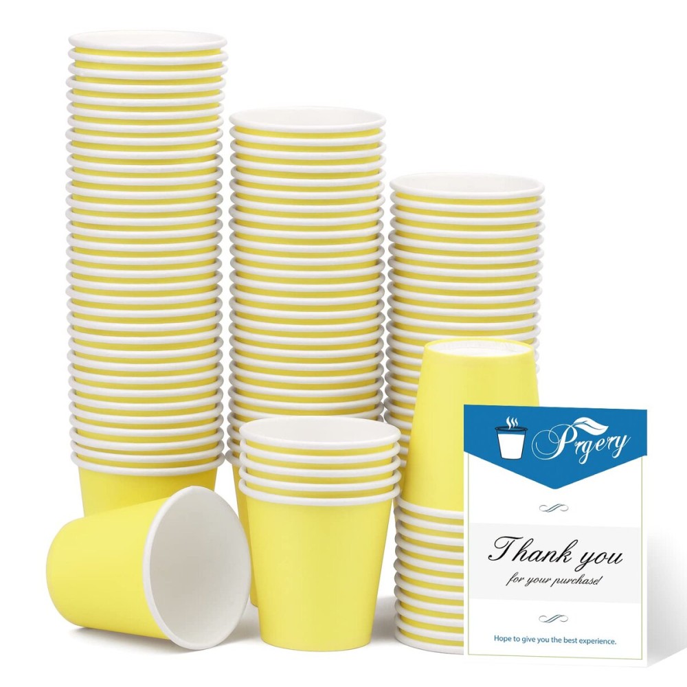 Prgery 100 Pack 3oz Yellow Paper Cups,Mouthwash Cups, Disposable Bathroom Cups,Small Paper Cups 3oz Ideal for Bathroom, Supermarket, Birthday Party, Picnic and BBQ