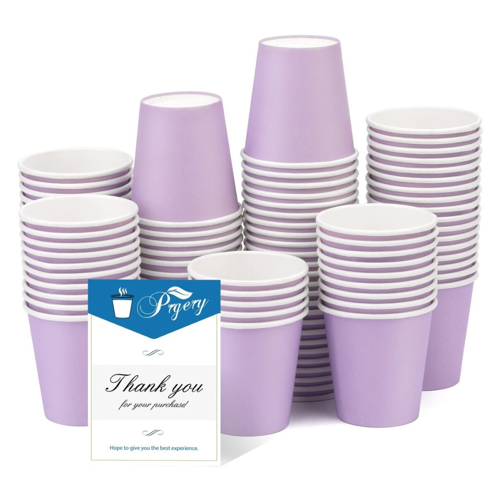 Prgery 100 Pack 3 oz Paper Cups, Bathroom Cups Disposable,Moushwash Cup Small Snack Cup for Water, Juice, Candy Ideal for Party Bathroom and OfficePurple