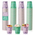 TV TOPVALUE 600 Pack 5oz Paper Cups, Bathroom Cups, Colorful Disposable Cups, Mini Mouthwash Cups, Hot Drinking Cup for Travel, Party and Event