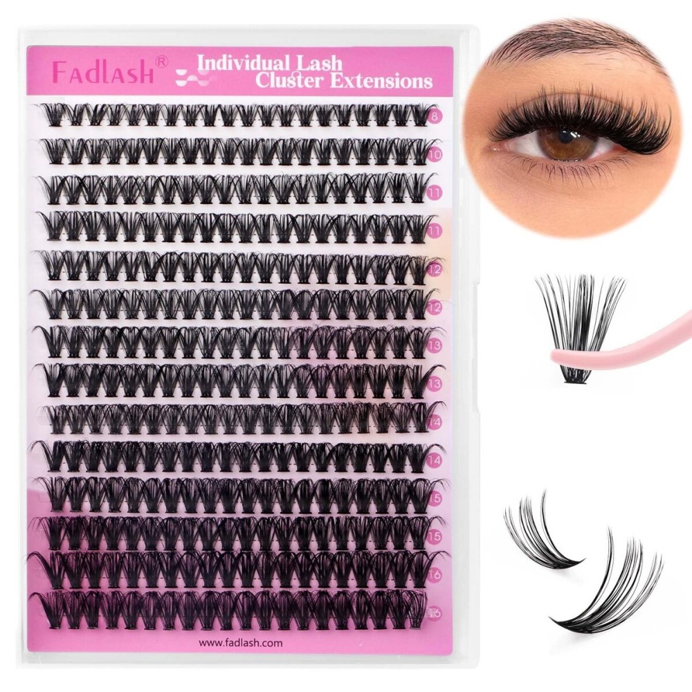 Cluster Lashes 40D Large Tray DIY Eyelash Extension Mix Individual Lashes C Curl Faux Mink Eyelash Clusters Premade Fans Volume Lash Clusters (40D-0.07-C, 8-16mm)