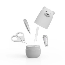 Baby Nail Clippers Set, Baby Nail Kit with Cute Case, Infant Manicure and Pedicure Health Grooming Care Can for Newborn, Kids and New Parents As Shower Gifts (Polar Bear)