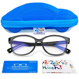 SEEAFUN Blue Light Glasses for Kids Girls Boys with Cute Car Case, UV400 Protection, Anti Blue Ray Age3-12