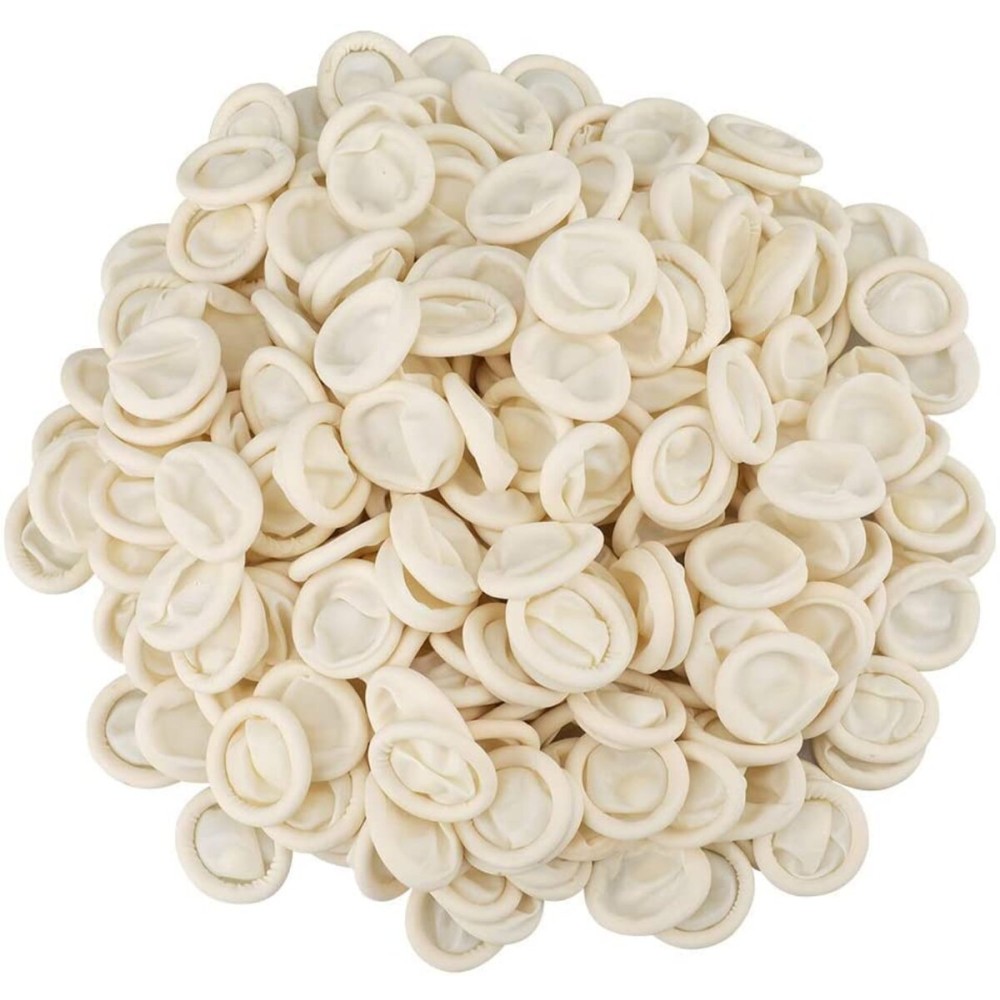 G2PLUS Disposable Finger Cots, 600pcs White Latex Rubber Finger Gloves, Rolled Edge Protective Covers for Nail Art, Lab Use, Crafting