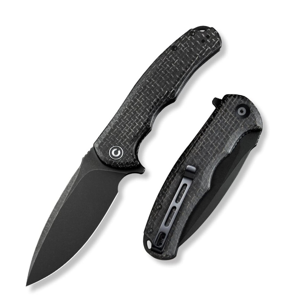 CIVIVI Folding Pocket Knife- Praxis Flipper Liner Lock Knife, 3.75 Black Stonewashed Blade with Micarta Handles, Reversible Clip for Everyday Carry Outdoor Use C803G