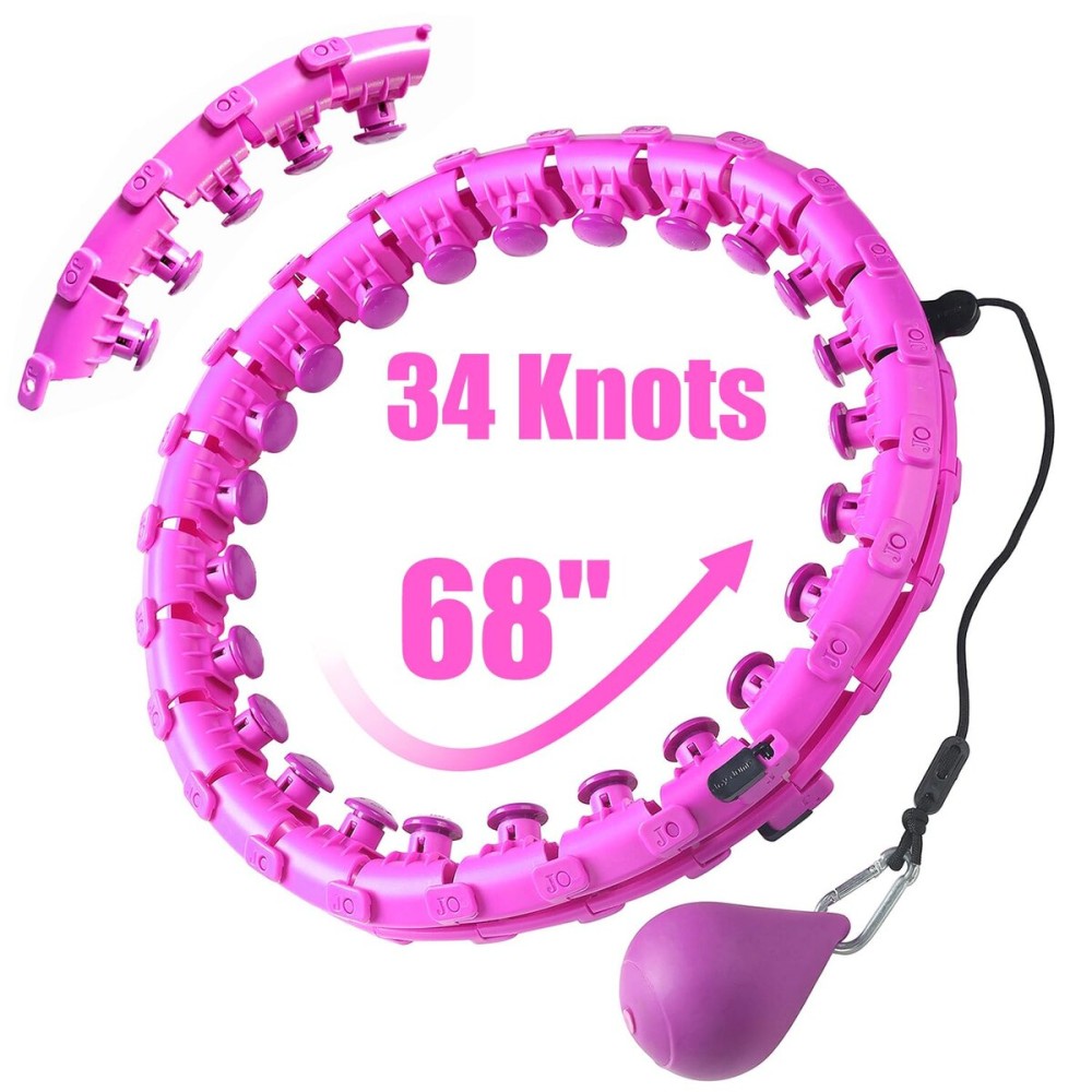 OurStarry 34 Knots Weighted Workout Hoop Plus Size, Smart Waist Exercise Ring for Adults Weight Loss (34Knots Purple)