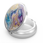 Pill Box 3 Compartment Medicine Pill Case Portable for Pocket or Purse Pill Boxes Decorative Metal Medicine Vitamin Organizer Unique Gift(Abstract Marble)