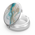 Pill Box 3 Compartment Medicine Pill Case,Portable for Pocket or Purse Pill Boxes Decorative Metal Medicine Vitamin Organizer Unique Gift(Green Marbling)
