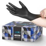 Hand-E Touch Nitrile Black Disposable Gloves X-Large, 50 Count - BBQ, Tattoo, Hair Dye, Cooking, Mechanic Gloves - Powder and Latex Free