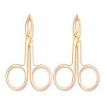 Motanar 2 Pieces Tweezers Scissor Handle Straight Tip Scissor Shaped Eyebrows Tweezers for Hair Plucker Remover Facial Hair Eyebrows Care (Golden)