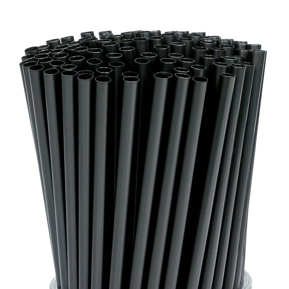 200 Pcs Black Disposable Drinking Plastic Straws.(0.23\'\' diameter and 8.26 long)-Black
