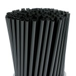 200 Pcs Black Disposable Drinking Plastic Straws.(0.23\'\' diameter and 8.26 long)-Black