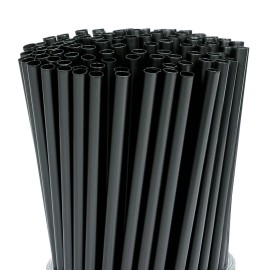200 Pcs Black Disposable Drinking Plastic Straws.(0.23\'\' diameter and 8.26 long)-Black