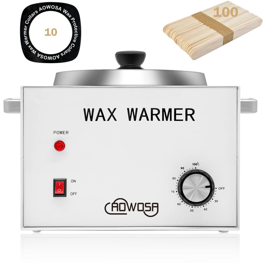 Large Single Waxing Warmer Professional 3L Electric Wax Heater Machine Hold 5.5 Lbs for Hair Removal, Large Wax Pot Paraffin Facial Skin Body SPA Salon Equipment with 100 Sticks