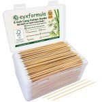 Eyxformula 600 PCS 6 Inch Cotton Swabs with Sturdy Bamboo Sticks - Extra Long, Lint-Free, High Absorbent, Non Sterile Cotton Tipped Applicators for Dog Ear Cleaning, Gun Cleaning, Makeup, Crafts