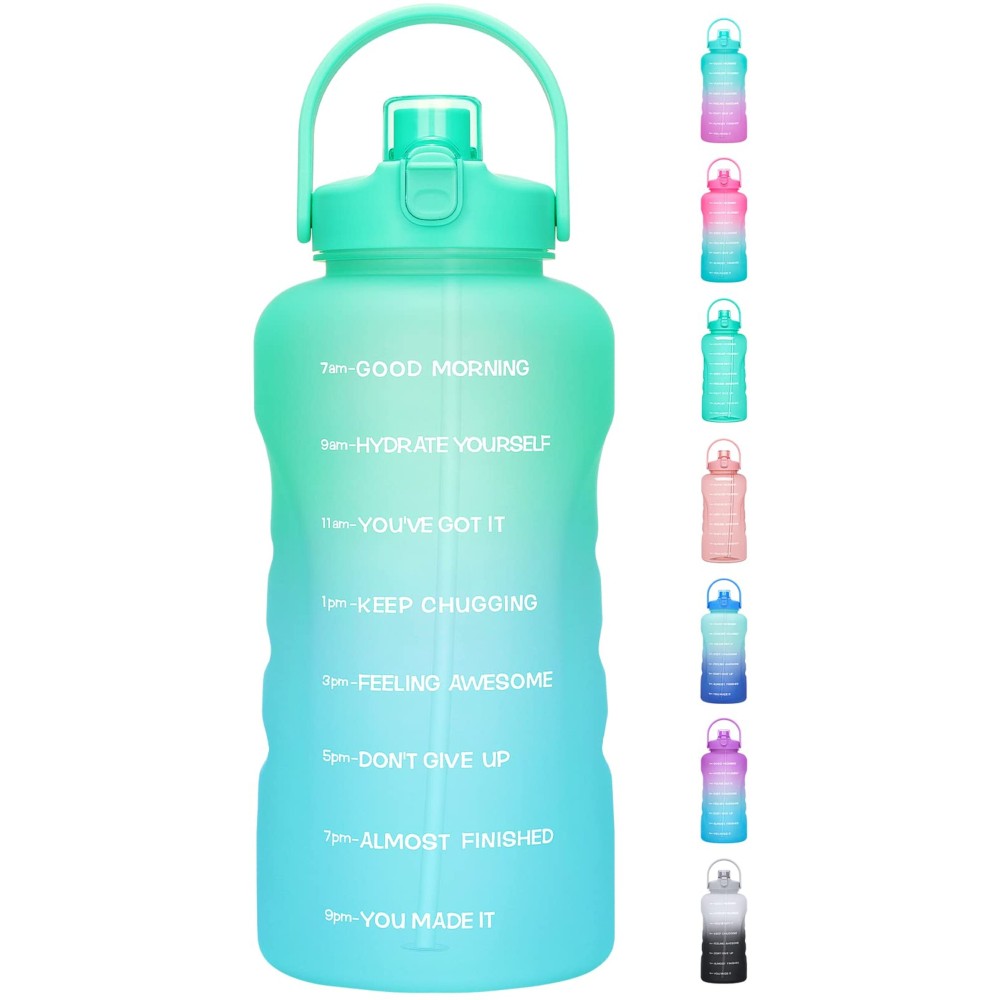 HydroPal 1 Gallon Water Bottles with Straw, 128 oz Water Bottle BPA Free Innovative 2-IN-1 Lid Gym Bottle with Times to Drink Motivational, Large for Sports Fitness Camping Water Jug 13.8X5.5 inch