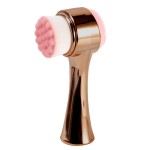 Beomeen Face Brush 2 in 1, Facial Cleansing Exfoliating Brush with Ultra Fine Soft Bristles for Pore Deep Cleansing Silicone Double Side Face Wash Scrub Brush for Skin Care, Gold