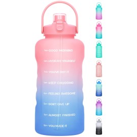 HydroPal 1 Gallon Water Bottles with Straw, 128 oz / 3.8L Water Bottle BPA Free Innovative 2-IN-1 Lid Gym Bottle with Times to Drink Motivational, Large for Sports Fitness Camping Water Jug One Gallon