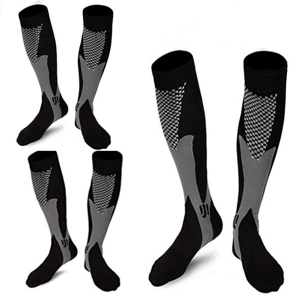 ZFiSt 3 Pair Sport Compression Socks Men Women, Compression Stocking Nurse Socks for Edema Travel(Black+black+black,XXL)