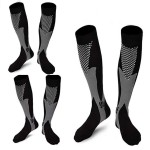 ZFiSt 3 Pair Sport Compression Socks Men Women, Compression Stocking Nurse Socks for Edema Travel(Black+black+black,XXL)