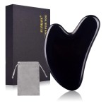 FUANKANG Gua Sha Facial Tools Black Guasha Stone for Skincare Face Body Relieve Muscle Tensions Reduce Puffiness (Black