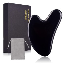 FUANKANG Gua Sha Facial Tools Black Guasha Stone for Skincare Face Body Relieve Muscle Tensions Reduce Puffiness (Black