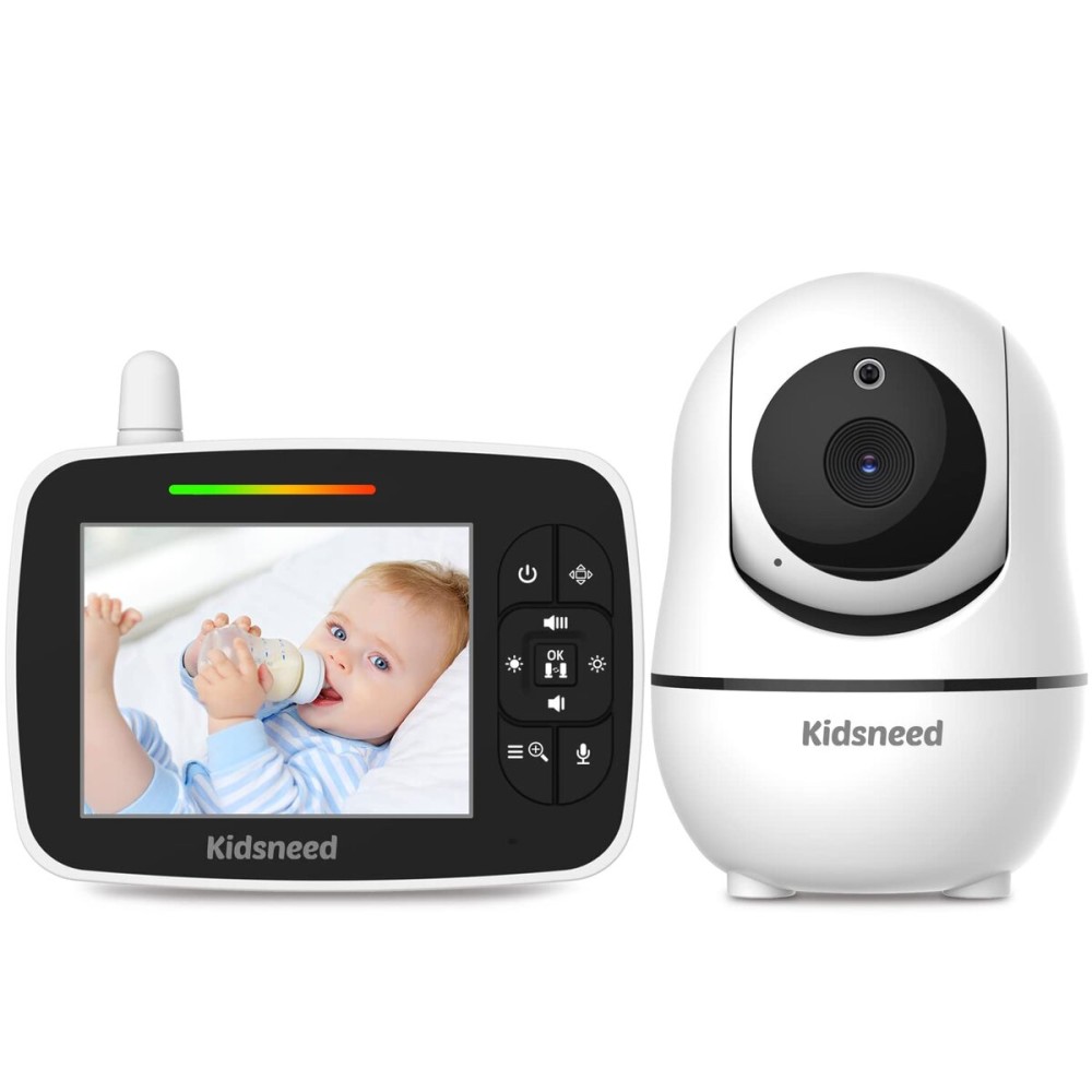 Kidsneed Baby Monitor - 3.5 Screen Video Baby Monitor with Camera and Audio - Remote Pan-Tilt-Zoom, Night Vision, VOX Mode, Temperature Monitoring, Lullabies, 2-Way Talk, 960ft Range