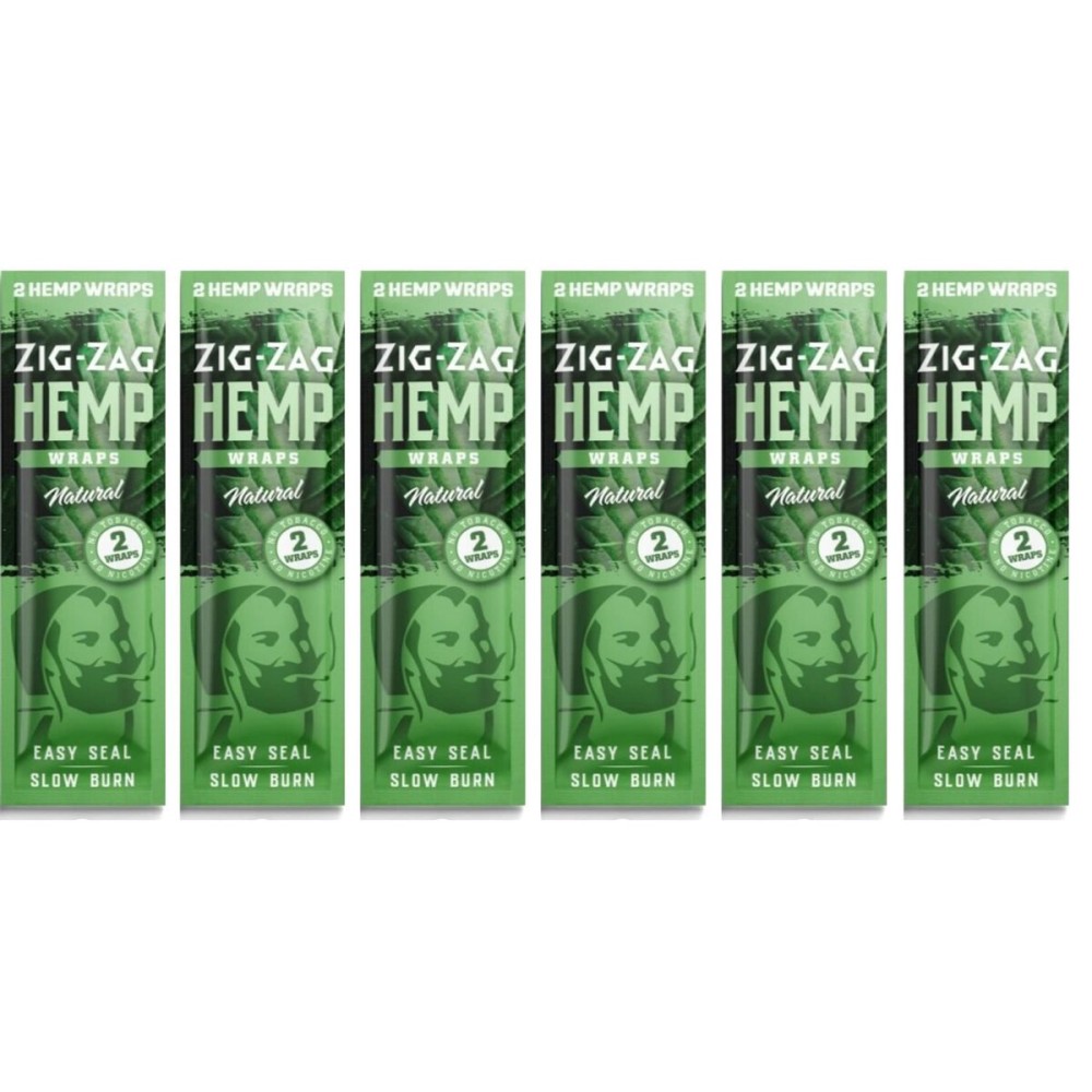 ZIG-ZAG Hemp Wraps 6-Pack - Natural (2 Wraps Per Pack) 100% Natural, Slow-Burning Hemp Wraps