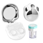 Contact Lens Travel Kit with Cleaner Washer, Portable Contact Box with Mirror Tweezers Remover Tool Solution Bottle for Daily Outdoor (Silver2)