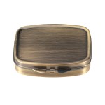 Dynippy Pill Case Pill Box with Mirror Retro Pocket 2 Compartment Medicine Case Vitamin Pill Organizer for Pocket Purse and Travel (A-Retro)