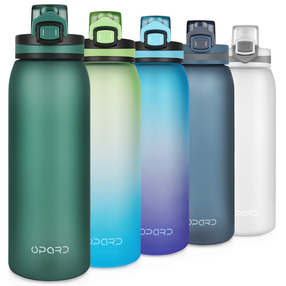 Opard 30oz Sports Water Bottle with Leak Proof Flip Top Lid BPA Free Tritan Reusable Plastic for Gym and Outdoor