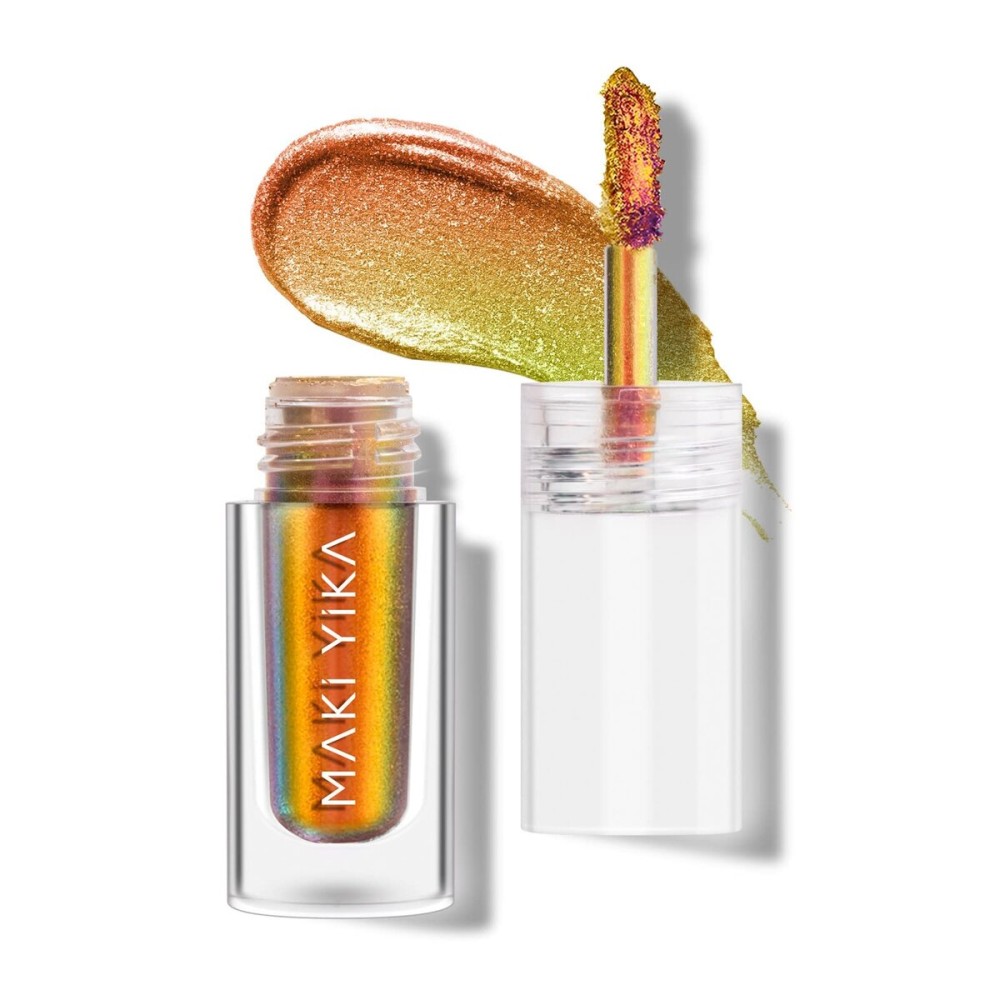 MAKI YIKA Glitter Eyeshadow Gold Liquid Multichrome Eyeshadows Long Lasting Metallic Chameleon Eye Shadow Smudgeproof Holographic Eye Topper Glitters (7 Bronzer)