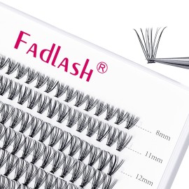 FADLASH Lash Clusters Extensions Individual Lashes Natural Soft 120pcs 20D C Cur Mixed Tray Natural Long Black Faux Mink Volume Lash Extensions Reusable Artificial Eyelashes (20D-0.10-C, 8-15mm)
