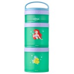 Whiskware Disney Princess Stackable Snack Containers for Kids, 3 Stackable Snack Cups for School and Travel, Ariel and Flounder