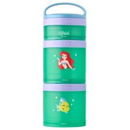 Whiskware Disney Princess Stackable Snack Containers for Kids, 3 Stackable Snack Cups for School and Travel, Ariel and Flounder