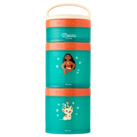 Whiskware Disney Princess Moana, Stackable Snack Containers for Kids, 3 Stackable Snack Cups for School or Travel, Formula and Cupholder Friendly, Moana and Pua