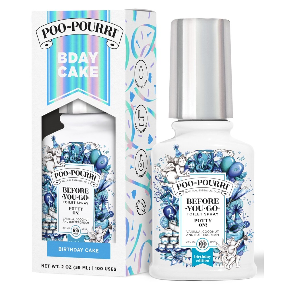 Poo-Pourri Before-You-Go Toilet Spray, Birthday Cake Potty On!, 2 Fl Oz - Vanilla, Coconut and Buttercream