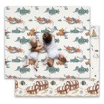 JumpOff Jo Baby Play Mat - Large Folding Foam Play Mat for Infants, Babies, Toddlers, Waterproof, Double-Sided (70 x 59) - Octopus Treasure