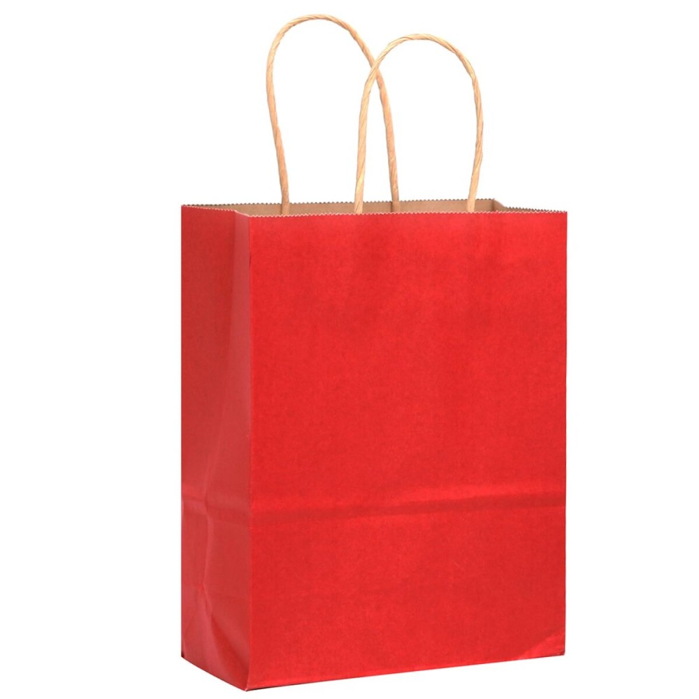 qiqee 32-Packs Wine Red Paper Gift Bags with Handles Bulk 8.2663.15 Small Size Gift Bags Multiple Uses