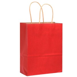 qiqee 32-Packs Wine Red Paper Gift Bags with Handles Bulk 8.2663.15 Small Size Gift Bags Multiple Uses