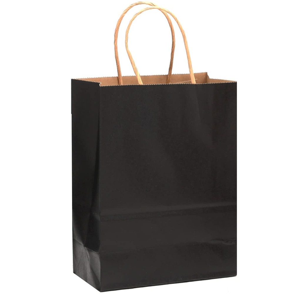 qiqee 32-Packs Black Paper Gift Bags with Handles Bulk 8.2663.15 Small Size Gift Bags Multiple Uses