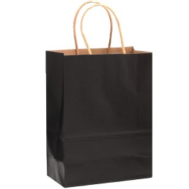 qiqee 32-Packs Black Paper Gift Bags with Handles Bulk 8.2663.15 Small Size Gift Bags Multiple Uses
