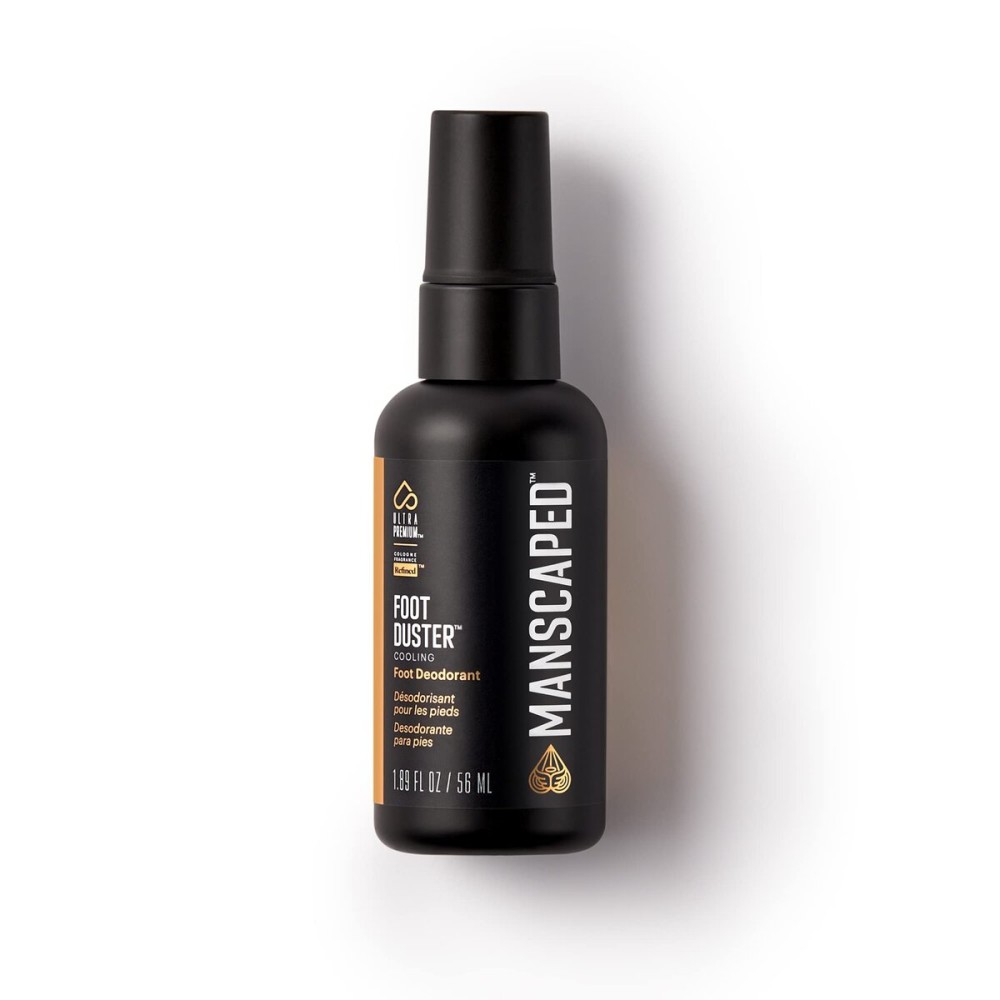 MANSCAPED The Foot Duster, Men\'s Cooling & Soothing Foot Deodorant Spray, Featuring Tea Tree, Coconut, Peppermint Oil, Refined Scent, 1.89 fl. oz.